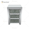 Vxin Espelho WXF-116 Cristal Prata Mesinha de cabeceira chanfrada espelhada com 3 gavetas para quarto