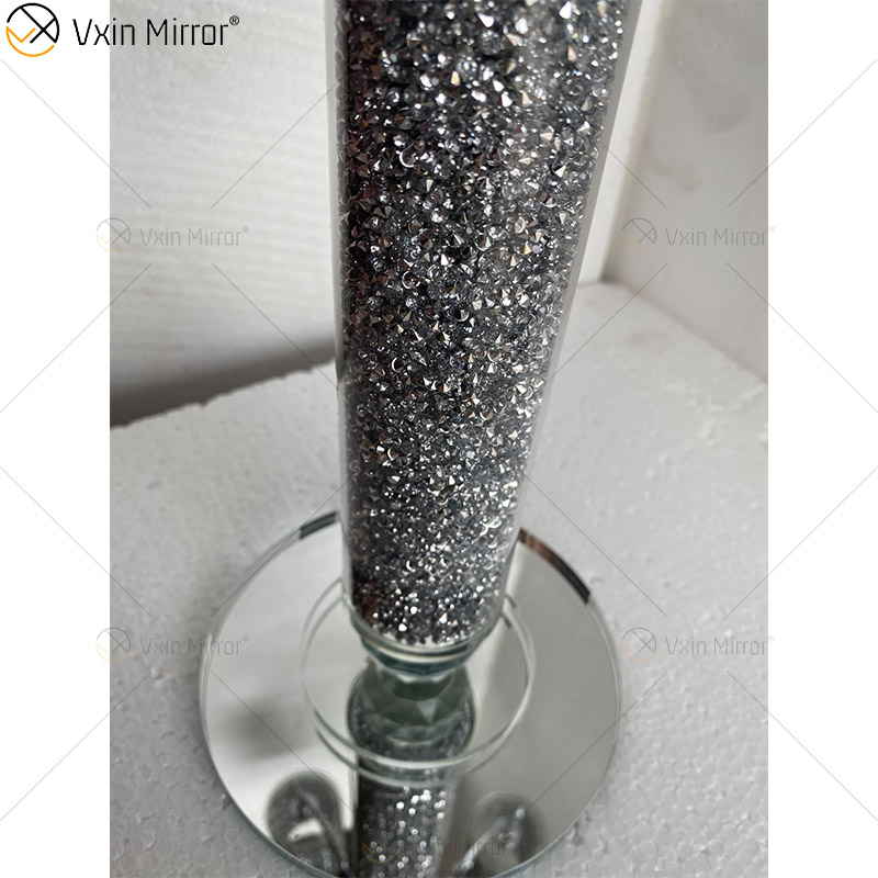 Nome personalizável moderno elegante VX-09 prata cristal 75 luz espelhado castiçal para casamento em casa
