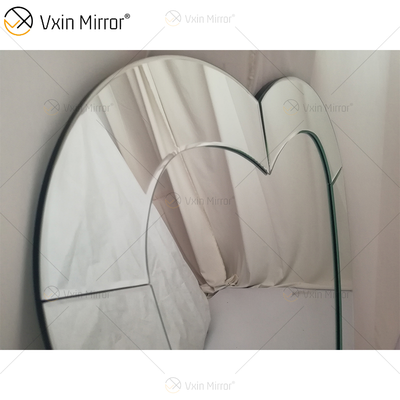 Espelhos suspensos de parede 3D em forma de coração sem moldura moderno design de borda chanfrada espelho banheiro quarto espelho de maquiagem WXM-2090