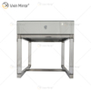 Mesa de cabeceira para móveis de vidro acrílico prateado moderno WXF-139-2 com gavetas mesa de cabeceira espelhada para quarto