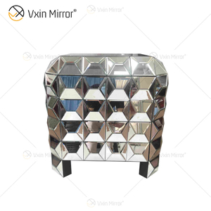 Novo design para decoração de casa sofás mesa final prata móveis espelho mesa de cabeceira WXWF-1026