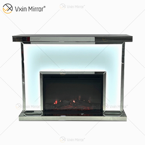 Novo design WXMF-096 LED prata fosco vidro sala de estar lareira espelho com inserção interna