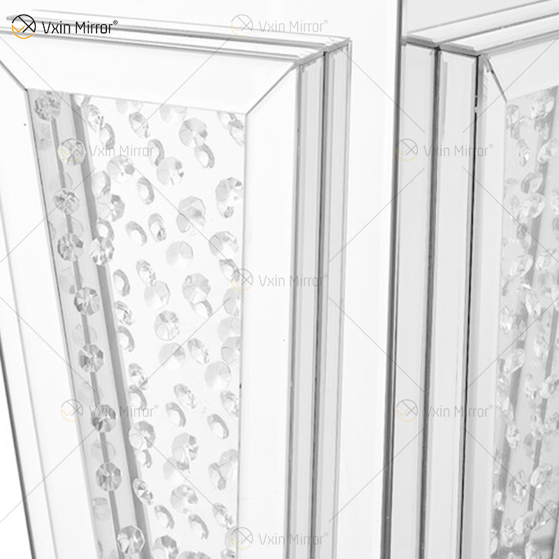 Sofás de mesa de cabeceira espelhados personalizados modernos e mesas laterais de cristal para móveis domésticos