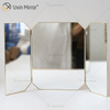 Nova decoração de parede exclusiva com moldura de metal espelhos de parede dupla face luxo simples e elegante espelho de parede