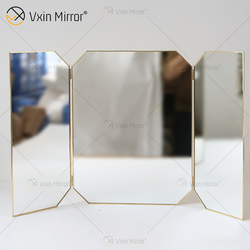 Nova decoração de parede exclusiva com moldura de metal espelhos de parede dupla face luxo simples e elegante espelho de parede
