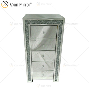 Vxin WXF-265 Várias gavetas Garoto Alto Prata Cristal Espelho Mesa de Cabeceira Mesa de Cabeceira Cor Personalizada Espelhada Mesa de Cabeceira
