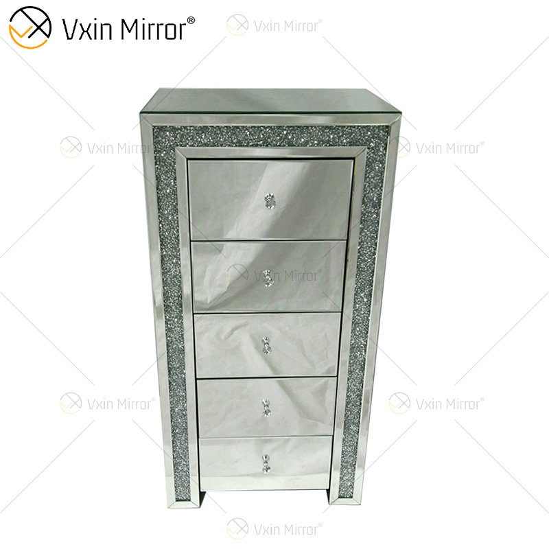 Vxin WXF-265 Várias gavetas Garoto Alto Prata Cristal Espelho Mesa de Cabeceira Mesa de Cabeceira Cor Personalizada Espelhada Mesa de Cabeceira