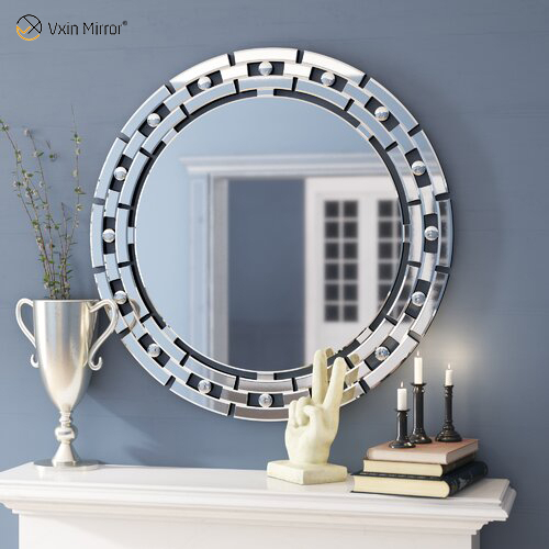Espelho VXin WXM-1124 Moden Vidro Prata Espelho de Parede Decoração de Casa para Sala de Estar Quarto