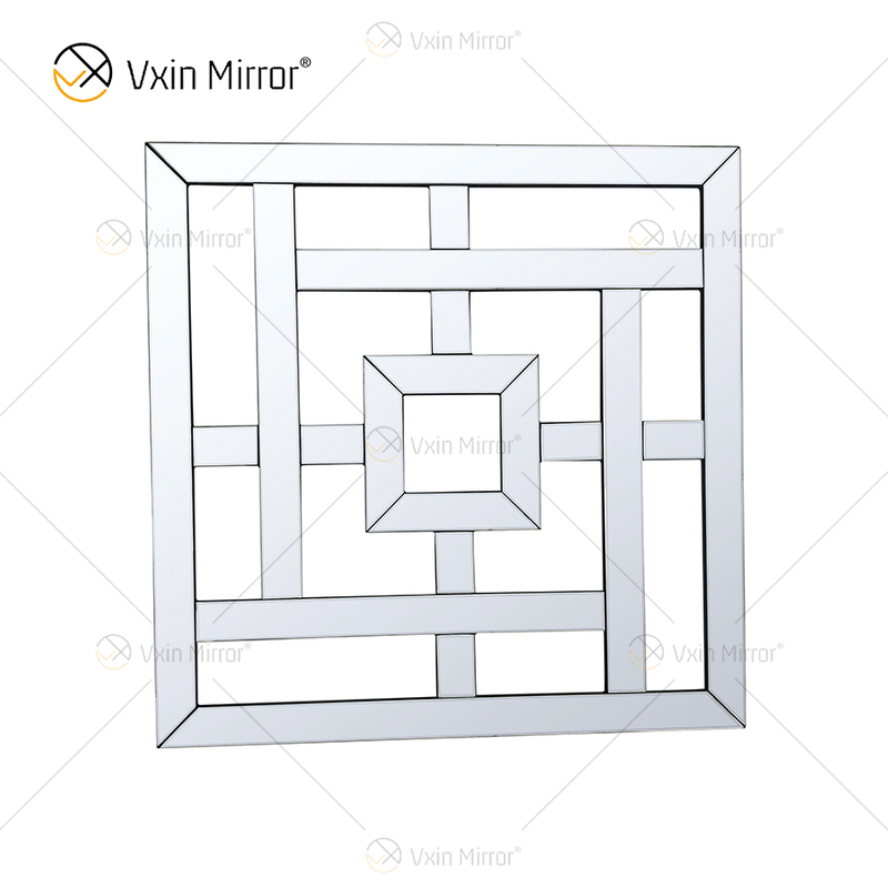 Espelho decorativo de parede espelhado quadrado com borda chanfrada espelhos modernos e elegantes montados na parede WXM-1096