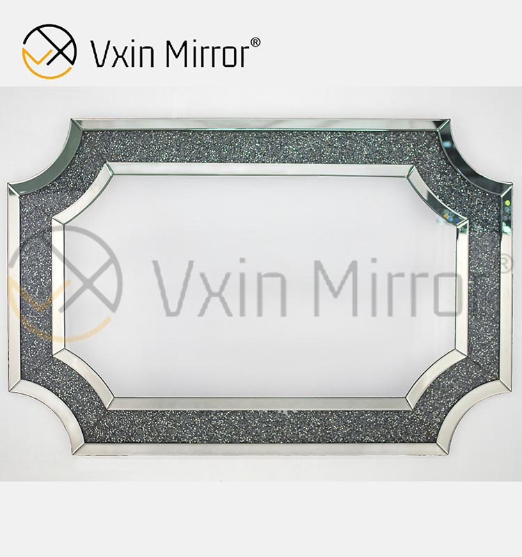 Atacado diamante esmagado decoração de casa sala de estar prata espelho de parede WXM-1017