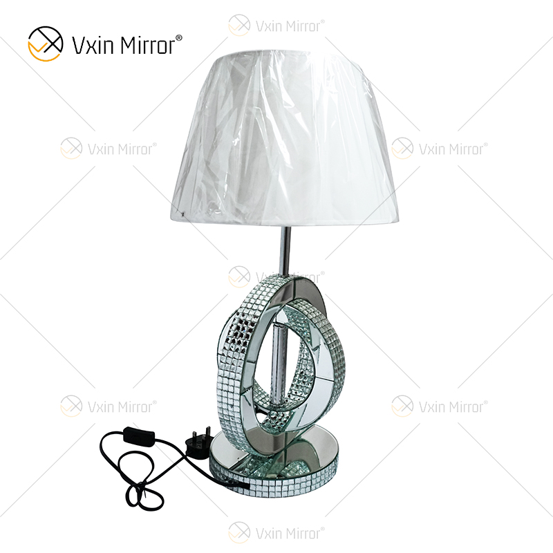 Candeeiro de mesa espelhado de cristal prateado estilo country moderno WXTL-093 para quarto de cabeceira luminária espelho
