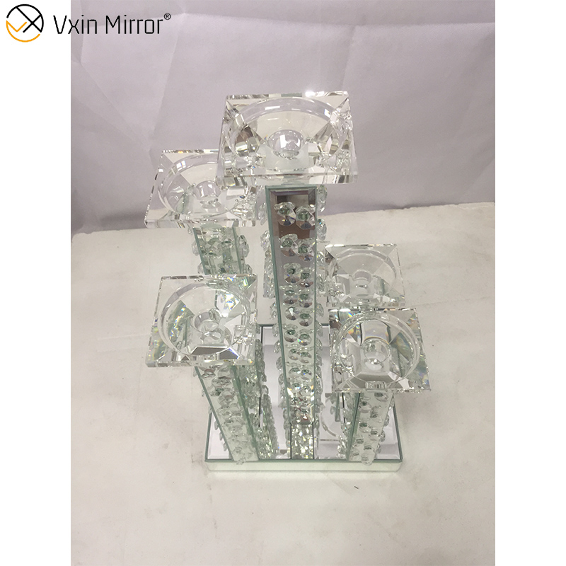 Suporte de vela profissional de fábrica Vxin WXCH-22 acrílico diamantes vidro 6 copos de vela