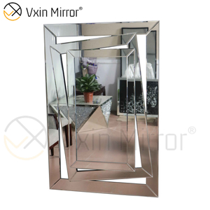 Decoração de parede esculpida em 3D WXM-1505 prata moderna pendurada na parede espelho