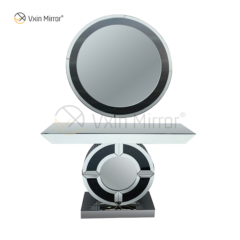 Mesa de console espelhada de cristal espelhado de diamante preto nova chegou de fábrica Vxin
