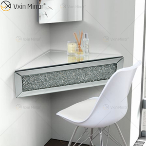 Fornecimento de fábrica Vxin WXF-152 Prata para decoração de parede Prata com diamante esmagado Prateleira de parede com espelho