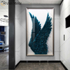 Imagem decorativa moderna de penas redondas WXPP-69 3D asas de penas de anjo decoração pinturas na parede para sala de estar emoldurada