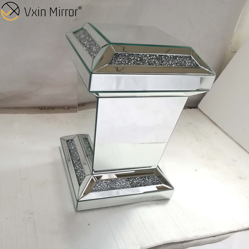 Espelho Vxin WXF-725 Moderno Retângulo Diamante Espelhado Mesa Lateral Espelho 3D Mesa Lateral para Sala de Estar