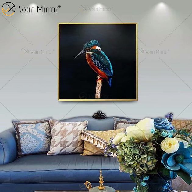 Moldura de alumínio de luxo espelho arte de parede cristal porcelana pintura fundo sofá parede pintura decoração da sala de estar