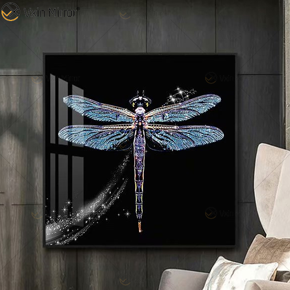 Moldura de alumínio de luxo espelho arte de parede cristal porcelana pintura fundo sofá parede pintura decoração da sala de estar