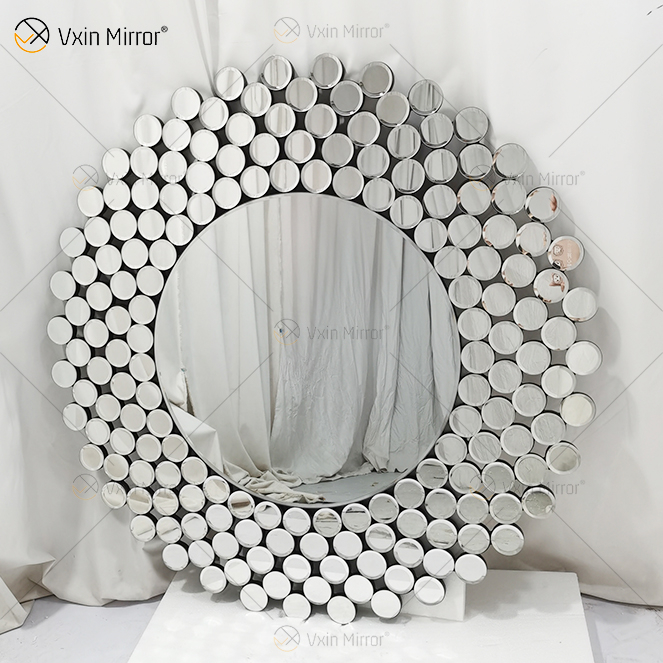 Espelho de parede de vidro decorativo de parede de forma geométrica moderna simplicidade redondo WXM-2239 WXM-2239