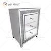 Mesa-de-cabeceira com moldura de diamante em prata de boa qualidade e mesa de cabeceira espelhada com 3 gavetas