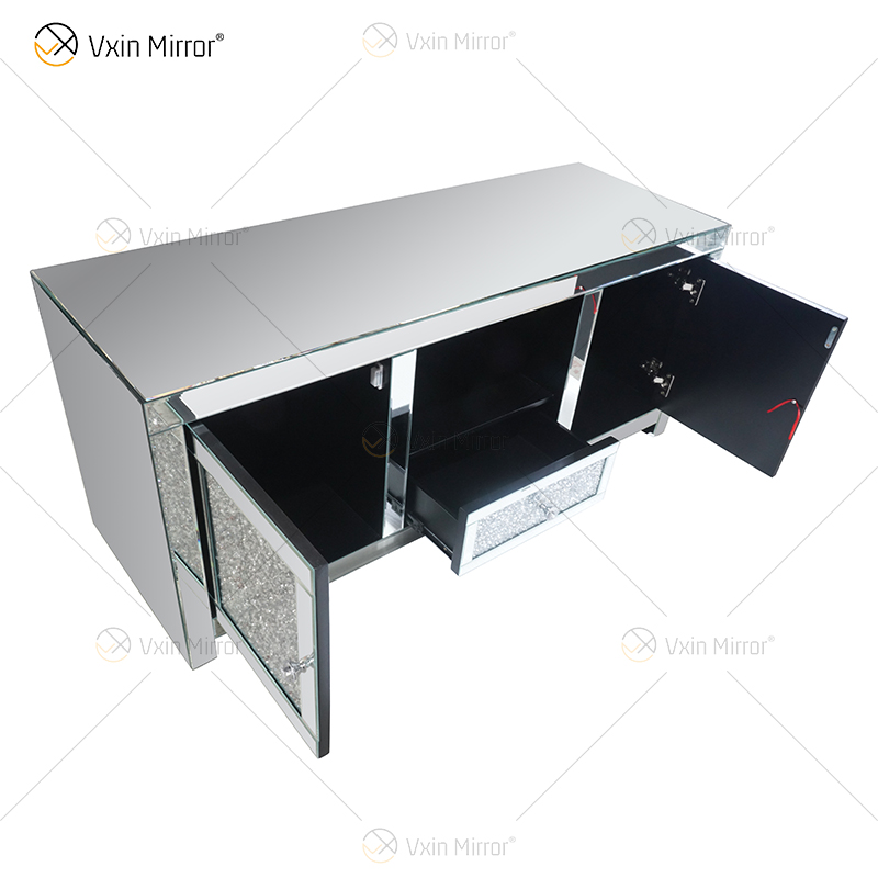 China fornece móveis de suporte de tv modernos europeus WXF-097-1 Crush diamante prata cristal