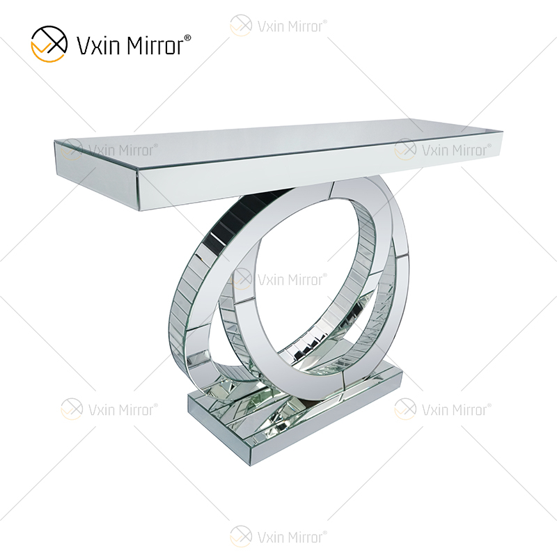 Sala de estar direta da fábrica com design OO espelhado com console de diamante esmagado, mesa de corredor para loja de hotel em casa