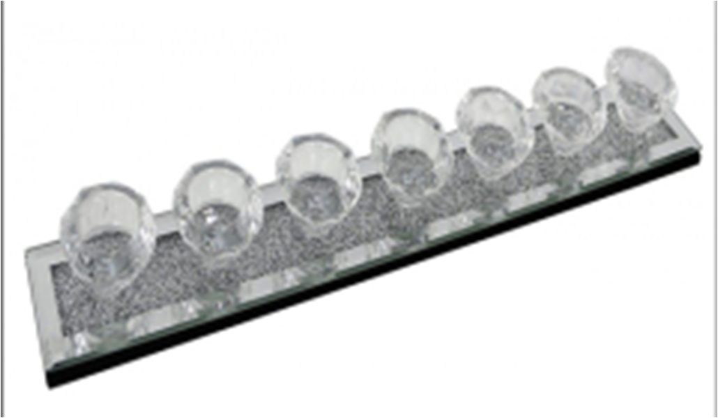 Porta-velas com nome personalizável moderno e elegante WXCH-002 em vidro prateado com diamante esmagado