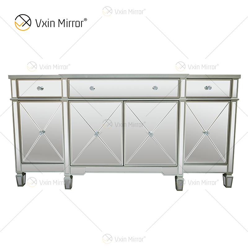 Luxo WXF-027 Prata Champanhe Decoração de Casa Armário Espelhado com Gavetas Muti