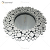 Relógio Espelhado WXMC-085 Decoração de Parede Prata Elegante Relógio Redondo Cristal