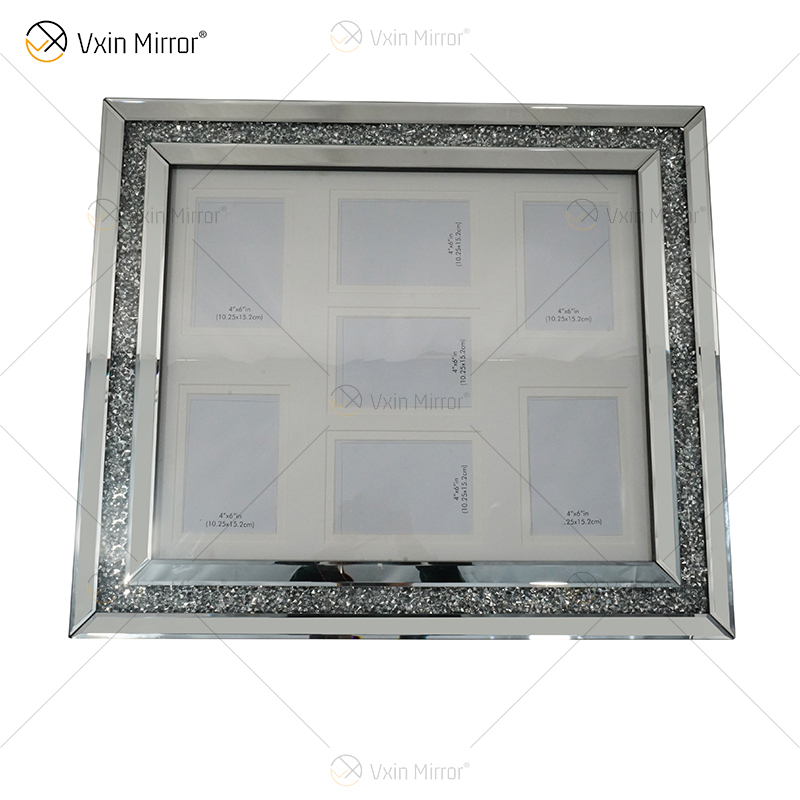 Fornecimento de fábrica de prata feito à mão espelho de parede moldura de espelho arte de parede decoração para sala de estar sofá móveis WXPP-16