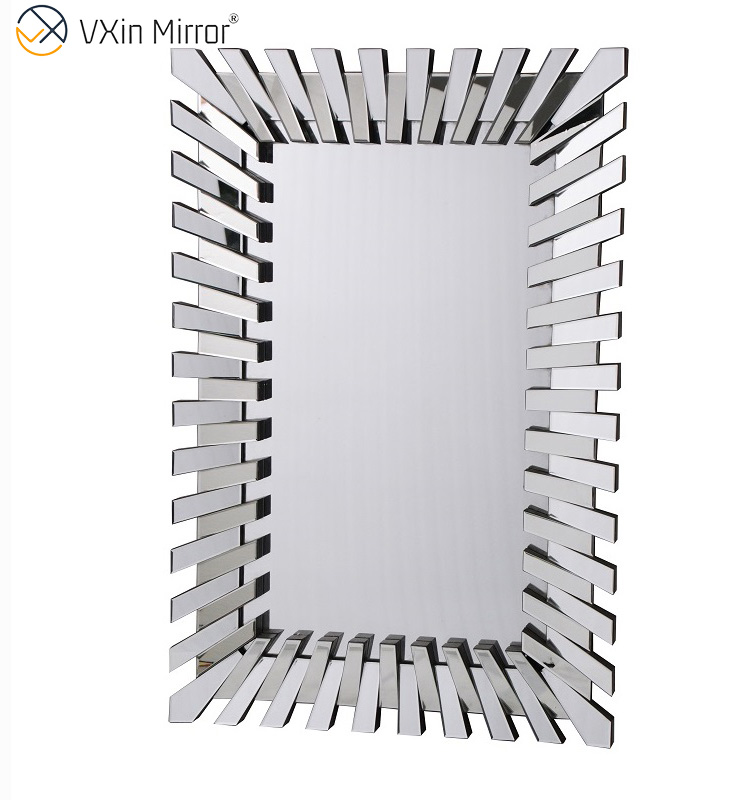 Starburst grande de corpo inteiro prata elegante 3D retangular moderno sala de estar quarto espelho de parede WXM-1041