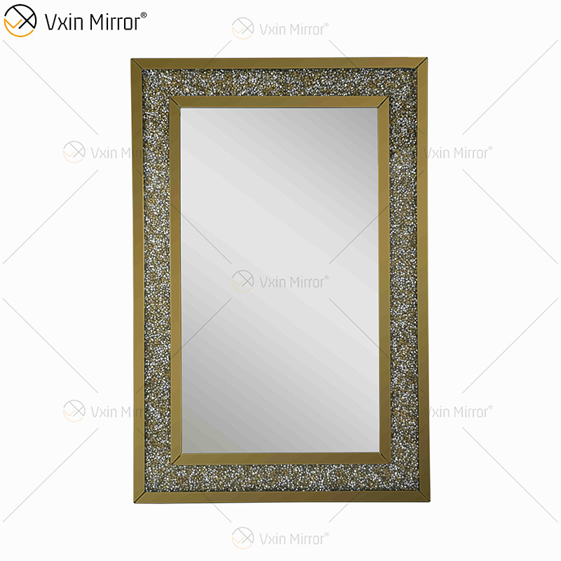 Atacado WXM-1759 Gold Factory Supply Design Decore 3 Cores Esmagado Diamond Móveis Espelhos Decoração Sala de estar Espelho de parede