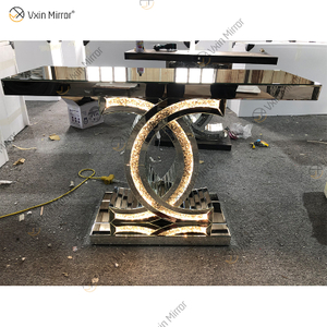 Atacado WXF-291 Moderno Espelhado Luxo Mesa Console LED Prata Cristal Diamante Vidro Mesa Console