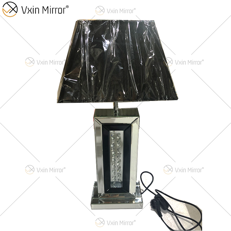 Fornecimento de fábrica WXTL-143 moderno candeeiro de mesa prata moldura preta com abajur para lâmpada espelho de quarto