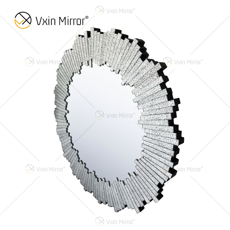 Novo Design WXM-1131 Decoração de Parede Diamante Prata Espelho Pendurado na Parede