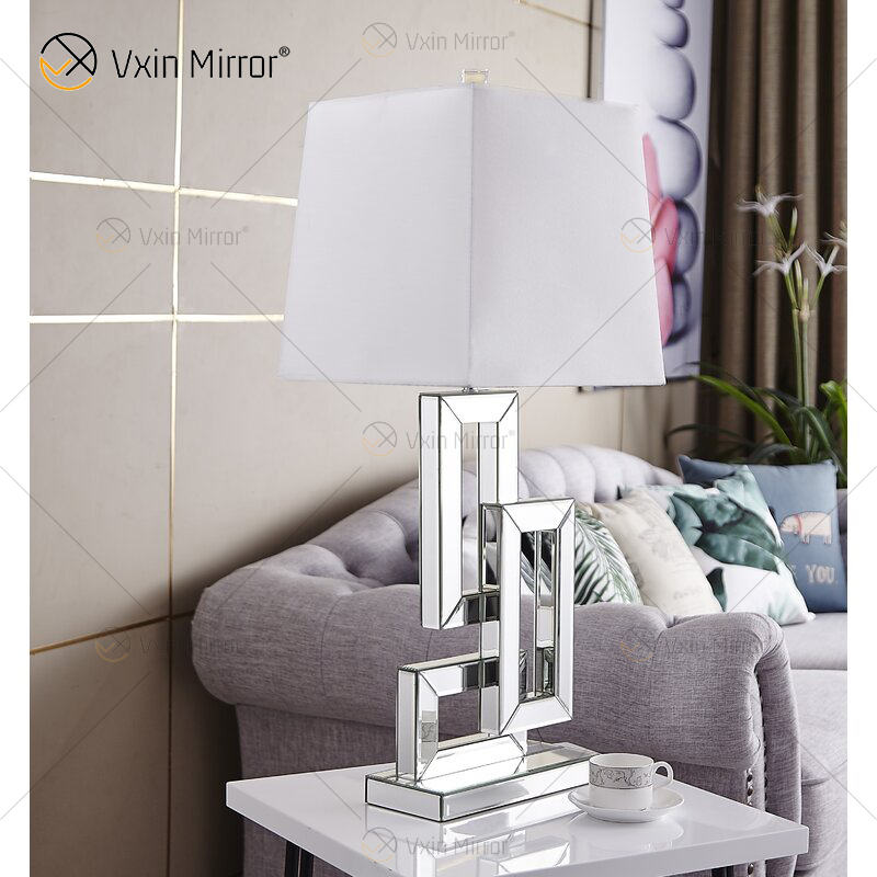 Fornecimento de fábrica WXTL-001 moderno espelho de mesa 3D prata com abajur para quarto