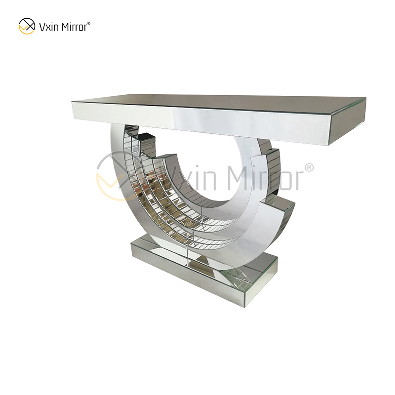 Mesa de console de vidro xadrez semi-círculo de alta qualidade multicolorida WXF-542
