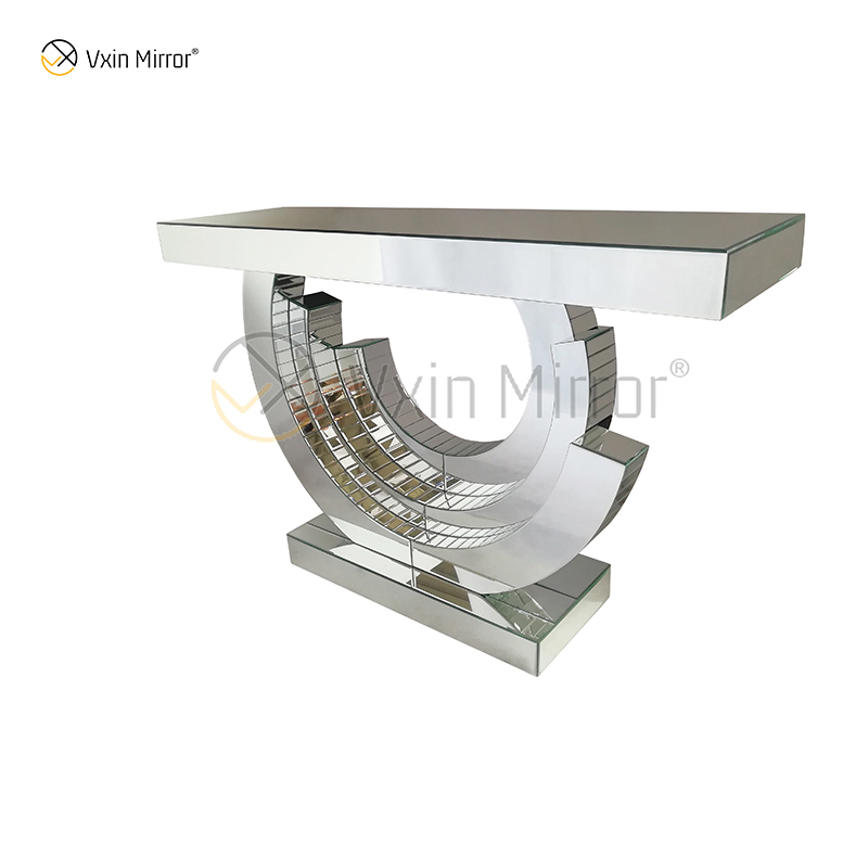 Mesa de console de vidro xadrez semi-círculo de alta qualidade multicolorida WXF-542