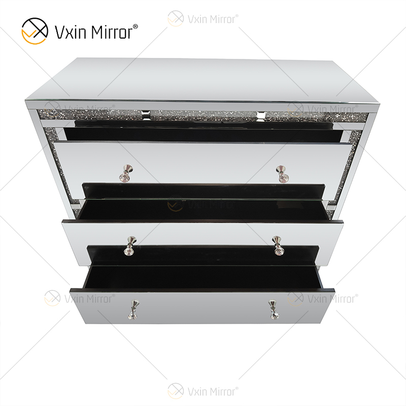 Armário de armário espelhado com diamantes para decoração de casa WXF-856 com gavetas muti