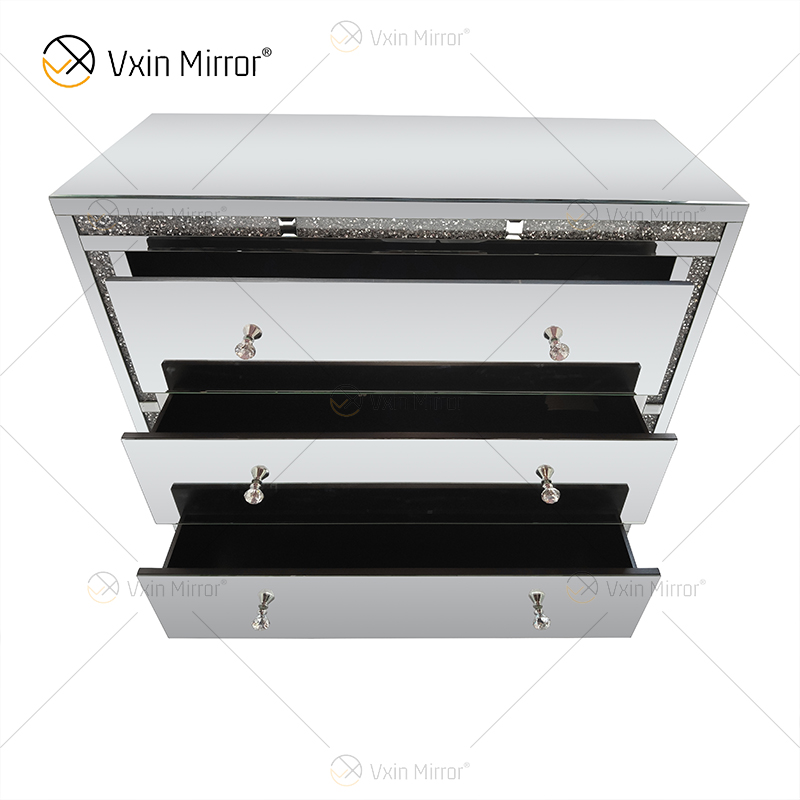 Armário de armário espelhado com diamantes para decoração de casa WXF-856 com gavetas muti