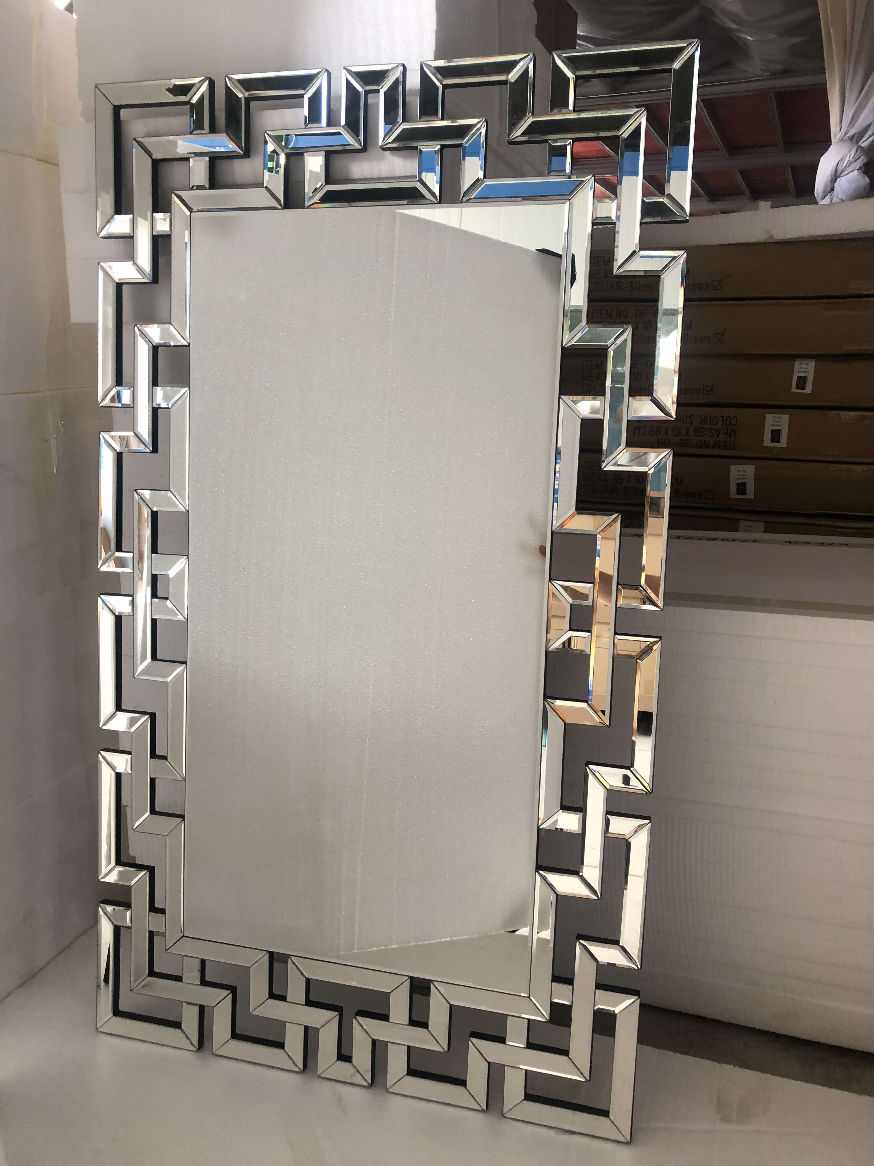 Venda Direta da Fábrica WXM-1516 Espelho de Parede Prata Retângulo Decoração Moderna Espelho de Parede