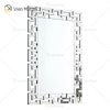 Fornecimento de fábrica 3d espelho de parede adesivo design WXM-1516 prata fantasia de parede espelho de madeira