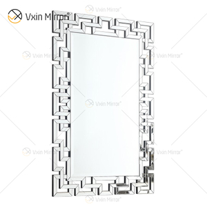 Fornecimento de fábrica 3d espelho de parede adesivo design WXM-1516 prata fantasia de parede espelho de madeira