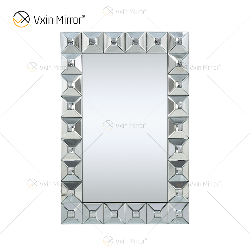 Decoração de casa WXM-1007 espelho de parede moderno retangular cristal prata