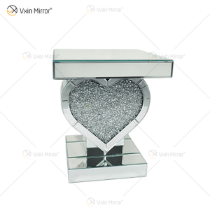 Mesa de cabeceira com decoração de coração WXF-508-1 Prata Esmaltada Diamante Espelhado Mesa de cabeceira Móveis para casa
