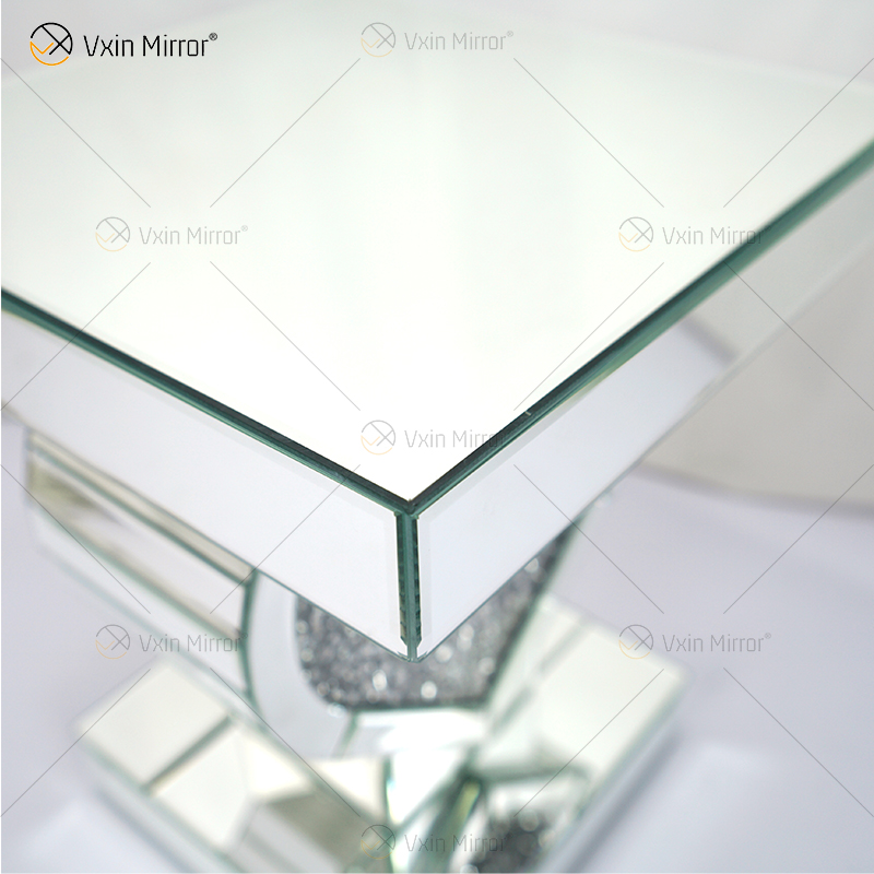 Mesa de cabeceira com decoração de coração WXF-508-1 Prata Esmaltada Diamante Espelhado Mesa de cabeceira Móveis para casa