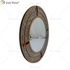 Atacado WXM-1130 Espelho de parede redondo diamante esmagado Espelho de parede estilo luxo marrom