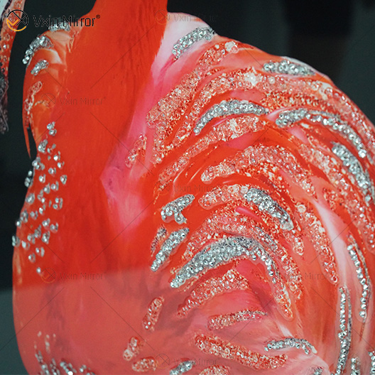 Vxin WXMA-57 Cristal Porcelana Pintura Resina Flamingo Moldura Coberta Espelho Decorativo Arte de Parede