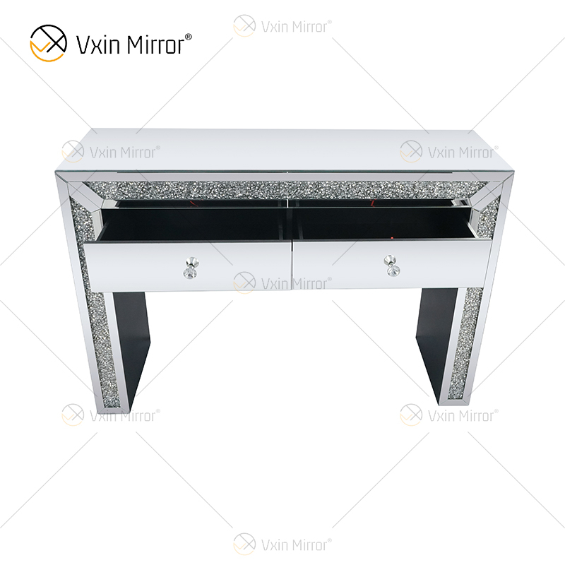 Art Decor WXF-061 Baú de canto espelhado com diamante esmagado com 2 gavetas